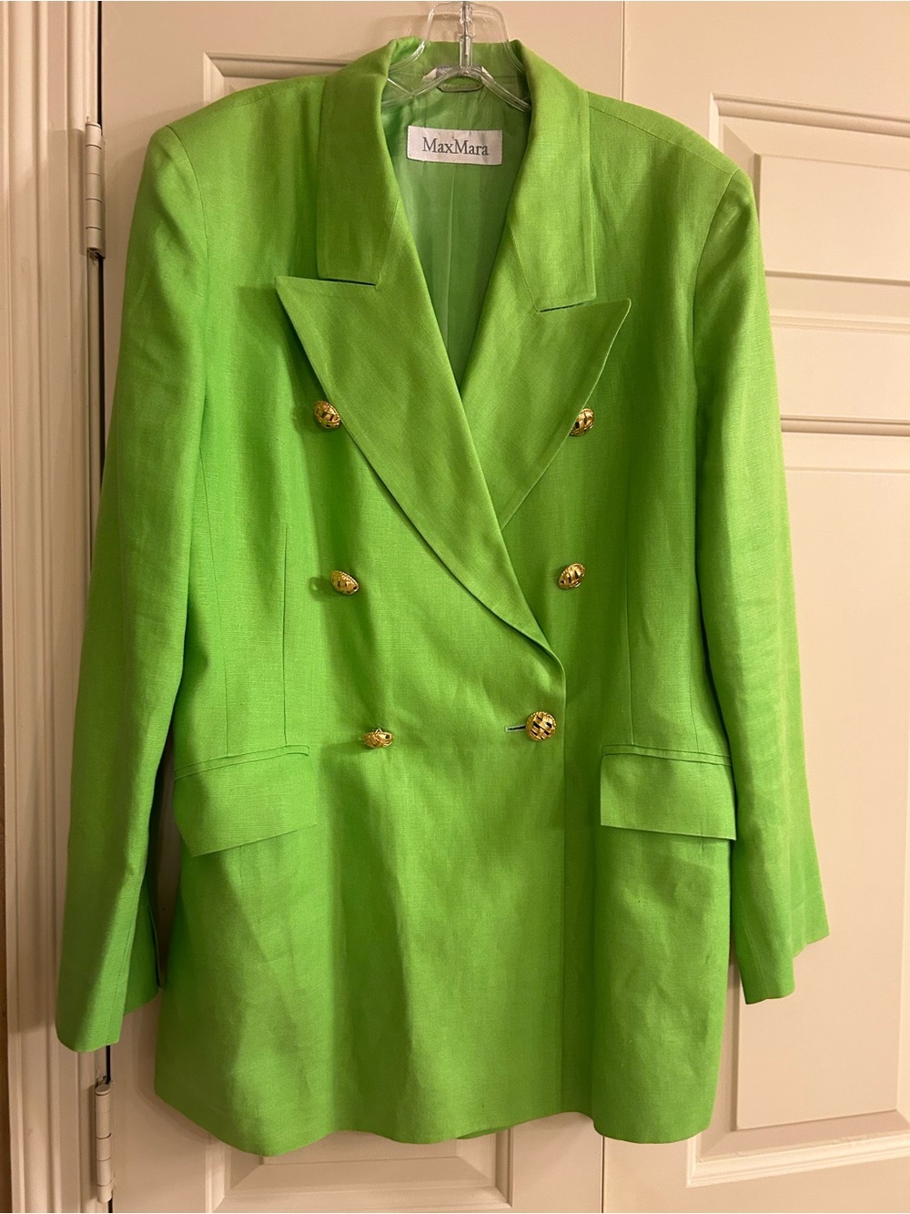 MaxMara Bright Lime Green Linen Blazer